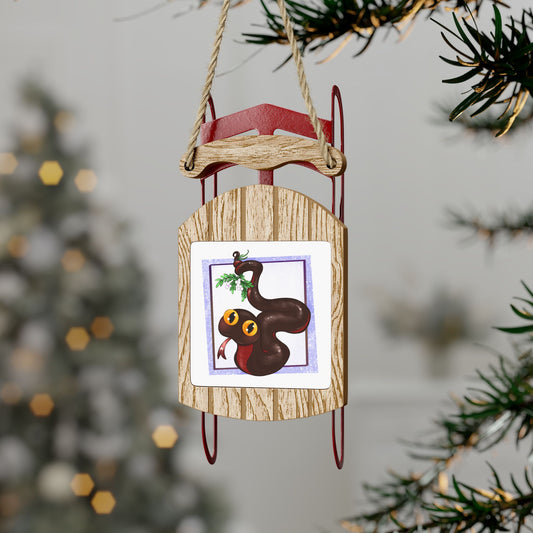 Snek on a Sled Ornament