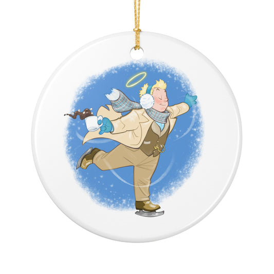 Skating Azi Ornament (2-sided ceramic)