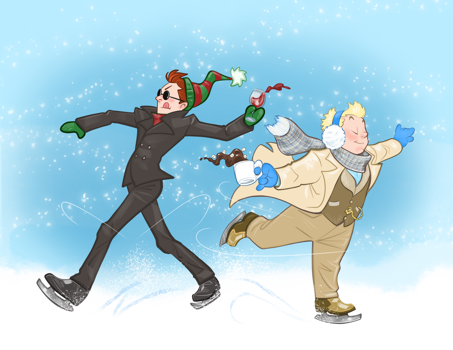 Skating Azi and Crowley cards (5x7) with envelopes